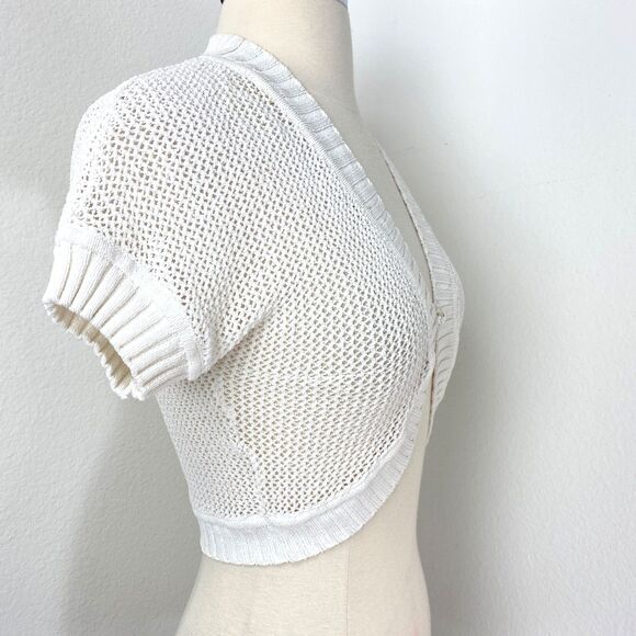 Vtg Caslon White Crochet Bolero Sweater Small Coquette Whimsy Fairy Boho Peasant - Picture 9 of 12
